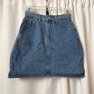 SHEIN Blue Denim Mini Skirt High Waisted Y2K Skirt Size Small
